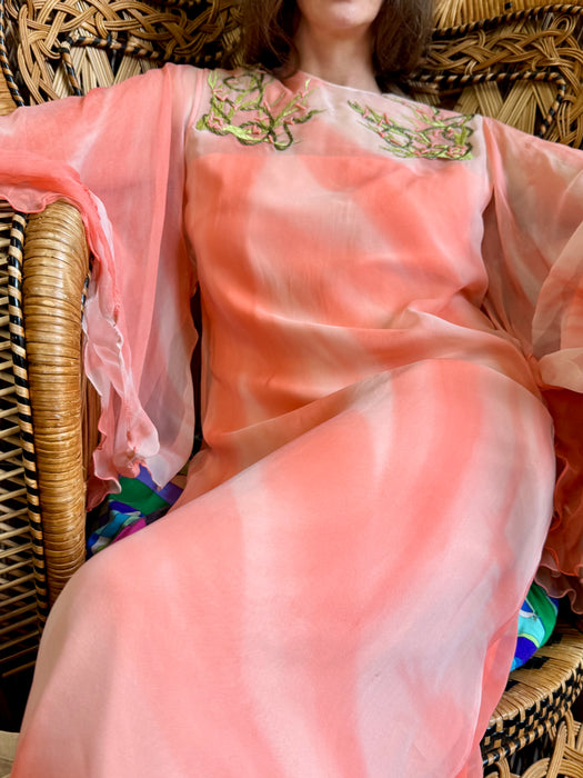 Vale, 70s angel sleeve chiffon dress