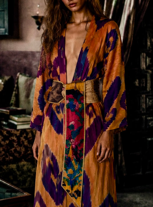Iman, original 30s silk Uzbek Ikat belted robe