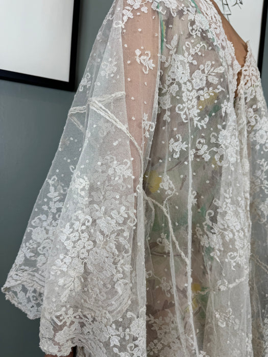 Yoni, hand made 30s cream lace cover up