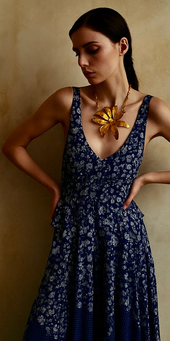 Jasmir, One of a kind 70s large gold plated flower