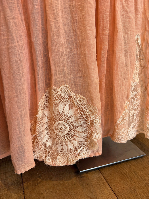 Aurora, 70s hand dyed cheesecloth and lace angel sleeve kaftan