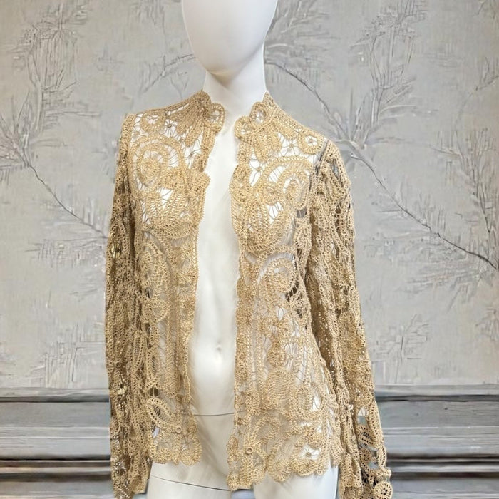 Magdalene, Edwardian ecru hand made lace bell sleeve jacket