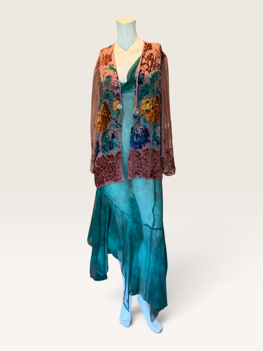 Oriana, 1930s silk devoré floral jacket