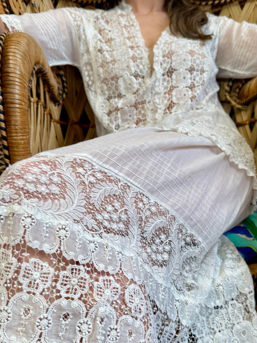 Hoare, 20s white cotton and lace dress