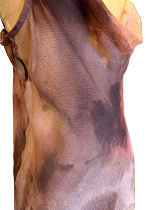 Monique, 90s antique pink hand dyed silk chiffon bias cut sheer dress