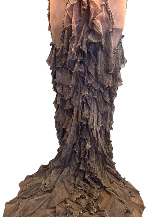 Anita, hand dyed vintage fishtail ombré muslin tiered dress