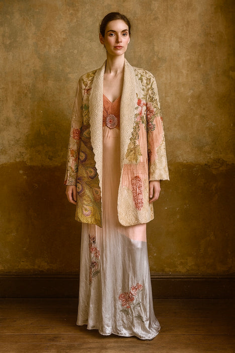 Nat, reworked Vintage long patchwork jacket