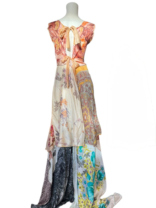 Once, reworked 40s silk floral scarf asymmetric handkerchief dress