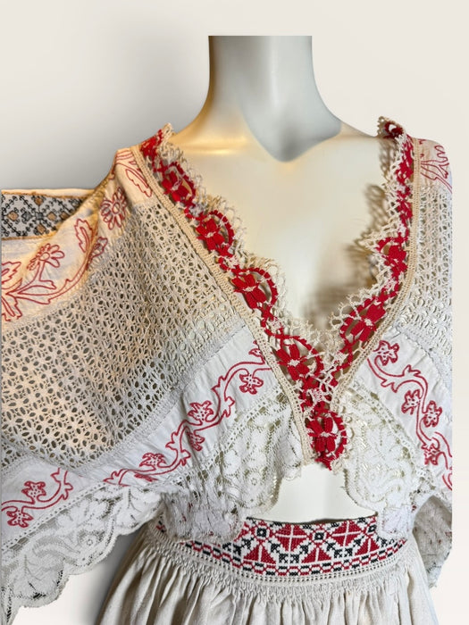 Dahlia, reworked Eastern European folk embroidered dress