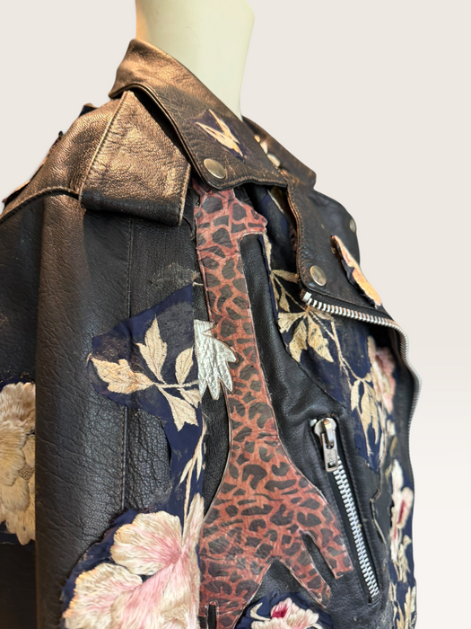 Omega, reworked 70s embroidered biker jacket