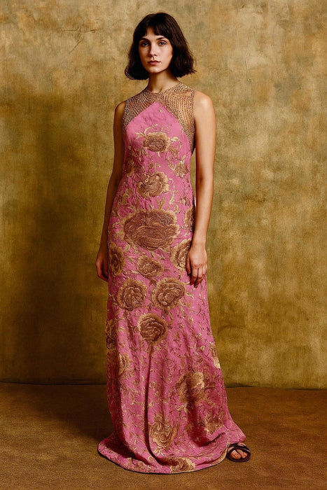 Magnolia, reworked 40s floral embroidered piano shawl dress