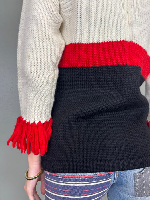 Marnie, 70s floral wool hand knit sweater