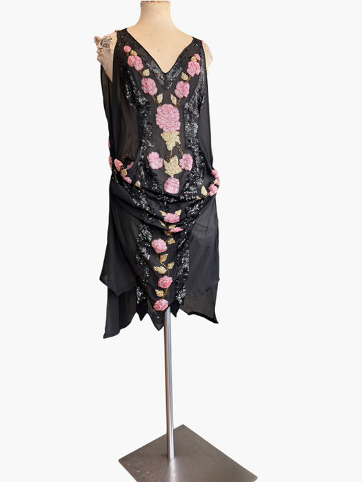 Greta, reworked 20s beaded short asymmetric dress