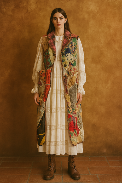 Sandy, reworked patchwork 40s long waistcoat