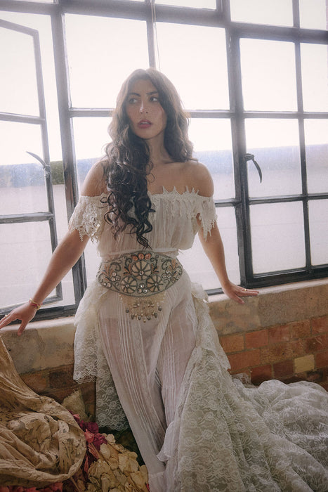 Glaze, Victorian reworked cotton and lace tiered dress