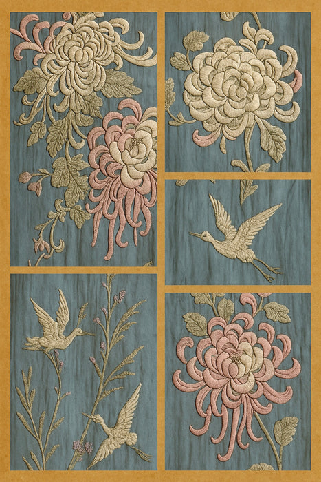 Flynn, 40s pale blue embroidered kimono