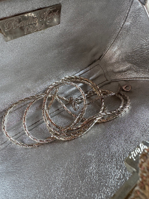 Badia, Y2K crystal floral silver filigree clutch