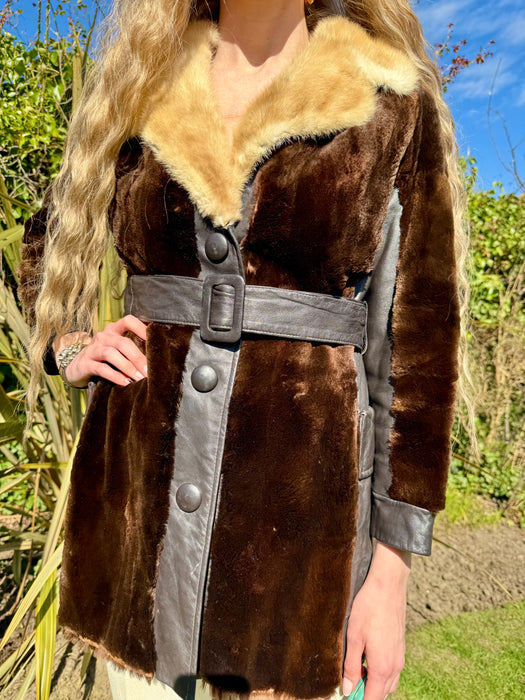 Georgia, 70s fur and leather bicolour jacket