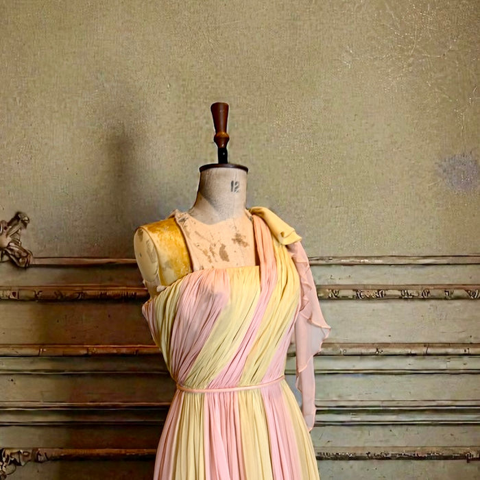 Catherine, 60s couture chiffon pleated dress