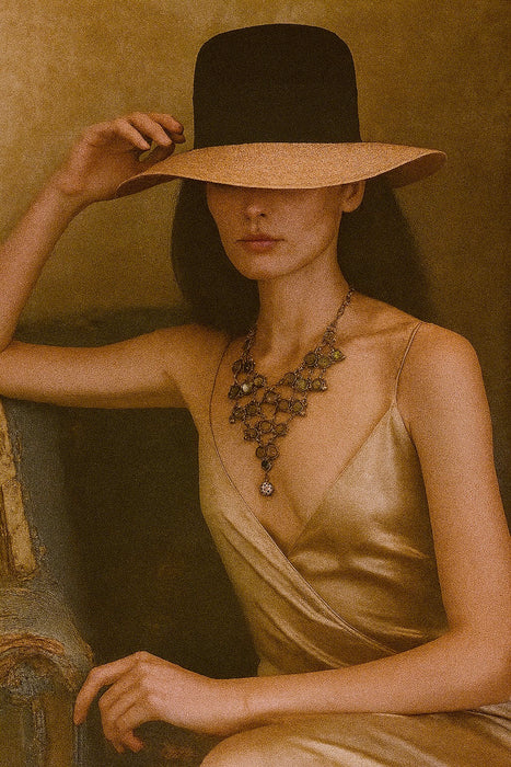 Jasmir, 70s silver and semi-precious stones necklace