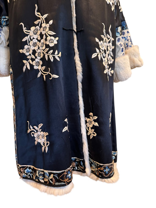 Omnia, 30s silk embroidered reversible fur coat