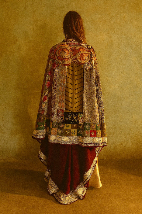 Thea, patchwork 19thC embroidered cape