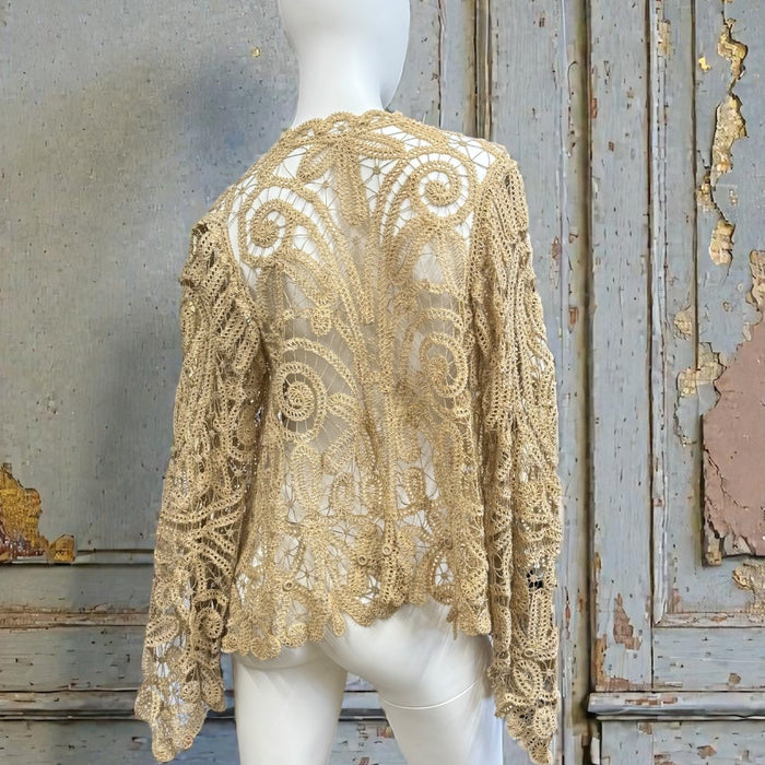 Magdalene, Edwardian ecru hand made lace bell sleeve jacket