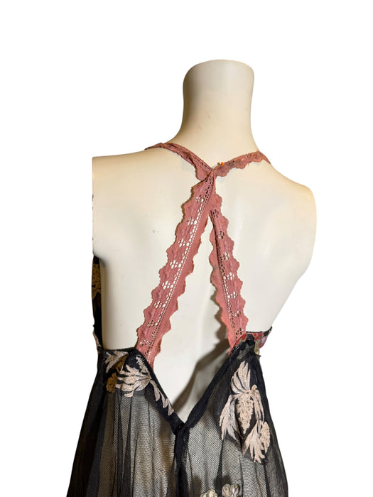 Amber, reworked 1940s French floral embroidered lace dress