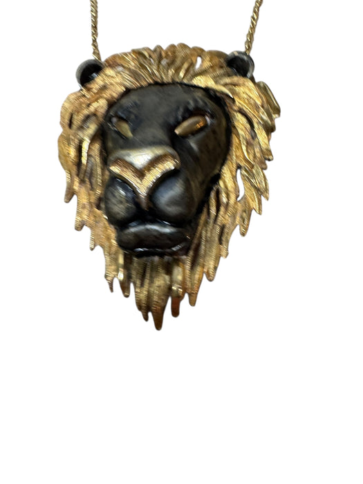 Maine, 70s two tone metal lion necklace