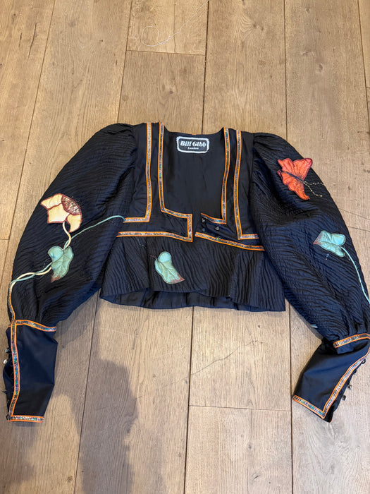 Bill Gibb, 70s jacket embroidered jacket and reversible metallic skirt