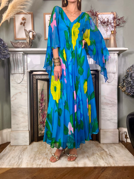 Clara, 70s hand painted chiffon dress