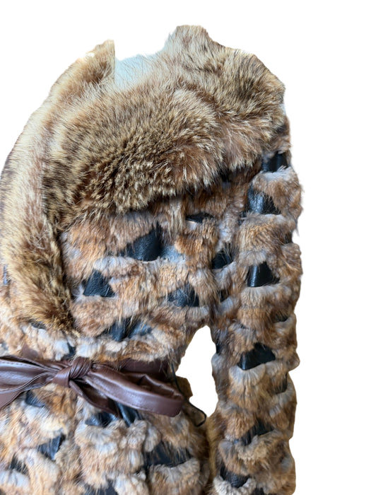 Macy’s 70s mixed leather and fur trench coat