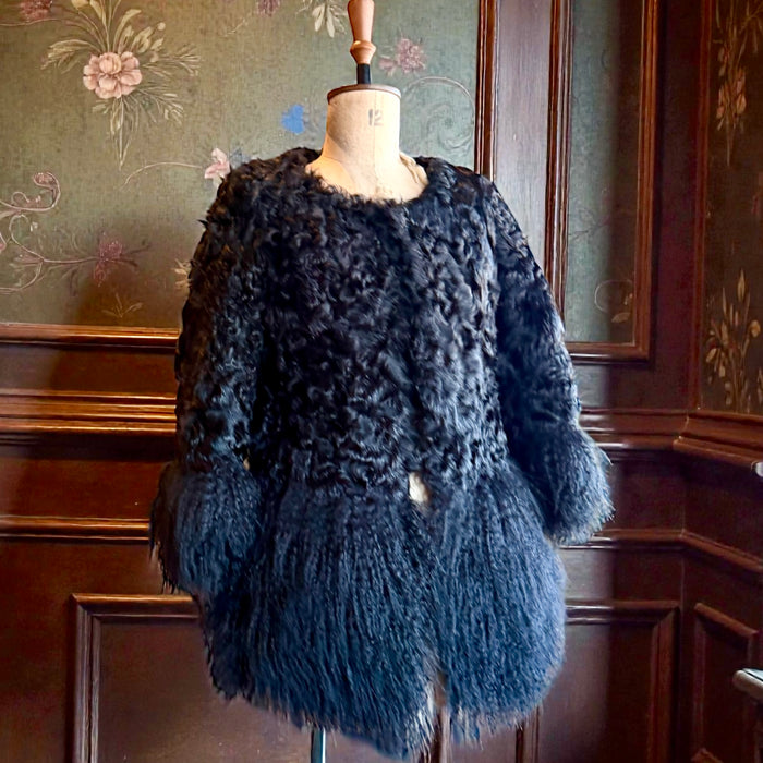 Heidi, vintage black Mongolian fur jacket