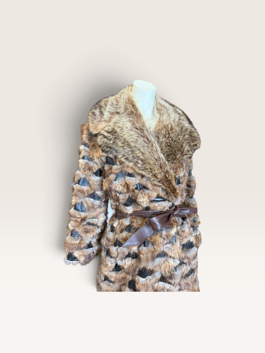 Macy’s 70s mixed leather and fur trench coat