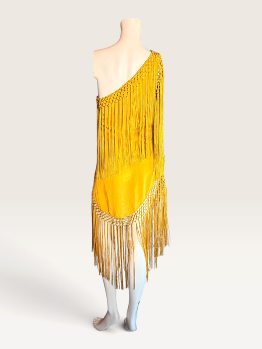 Magnolia, vintage floral silk embroidered piano shawl fringed, draped dress