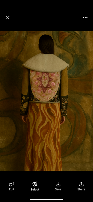 Paula, 80s sheepskin double breasted embroidered jacket