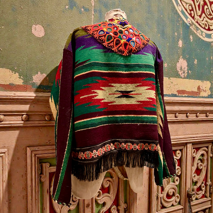 Holly, 70s reworked Mexican beaded jacket with antique embroidery