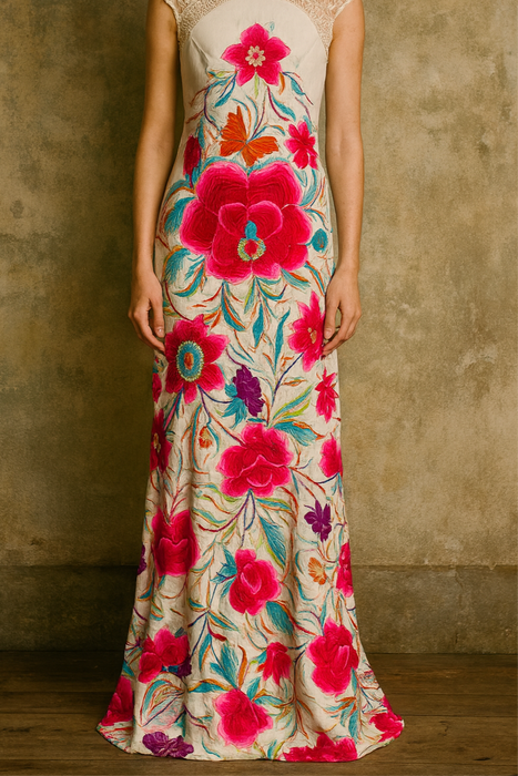 Maude, reworked 40s floral canton shawl dress
