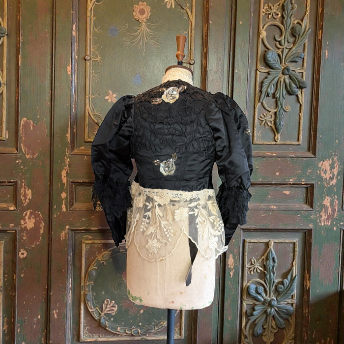 Jolene, embellished Victorian silk and lace button sleeve jacket