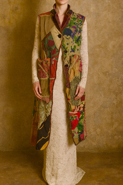 Reworked Patchwork Reworked Sample Sandy, reworked patchwork 40s long waistcoat – One Vintage