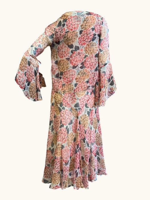 Quartz, 30s floral chiffon and lace dress and jacket