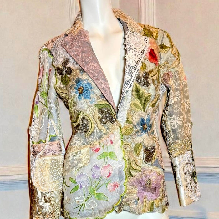 Frankly, antique patchwork of needlepoint, lace and beaded embroideries