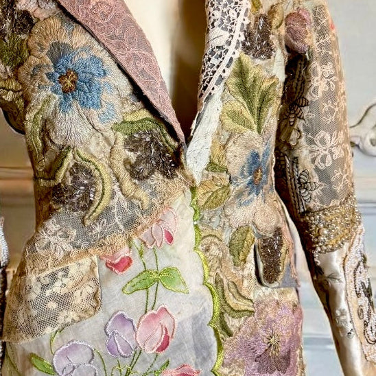 Frankly, antique patchwork of needlepoint, lace and beaded embroideries