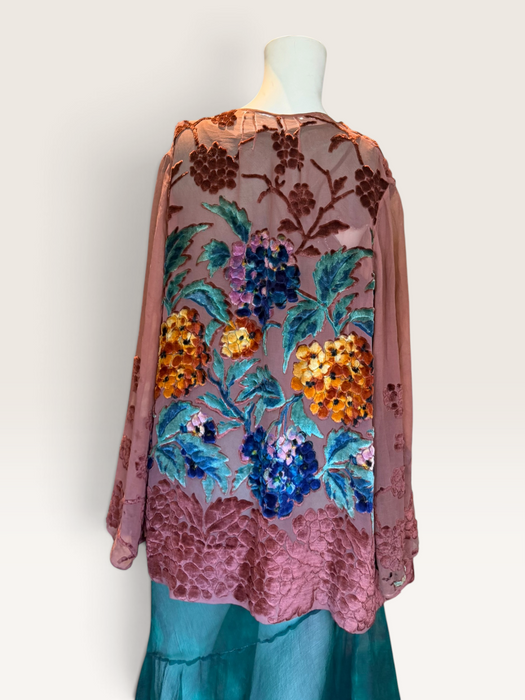 Oriana, 1930s silk devoré floral jacket