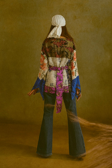 Cola, reworked patchwork angel sleeve blouse