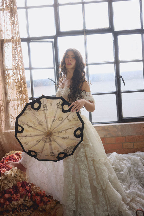 Glaze, Victorian reworked cotton and lace tiered dress
