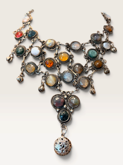 Jasmir, 1970s stranded silver and gemstone necklace