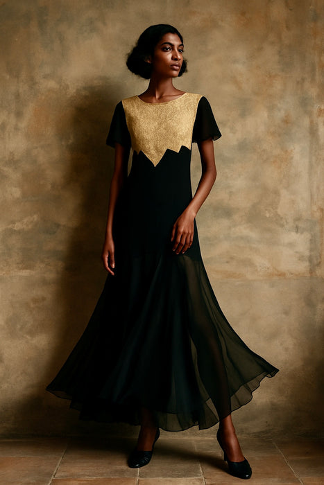 Bonnie, 30s lace and black chiffon dress