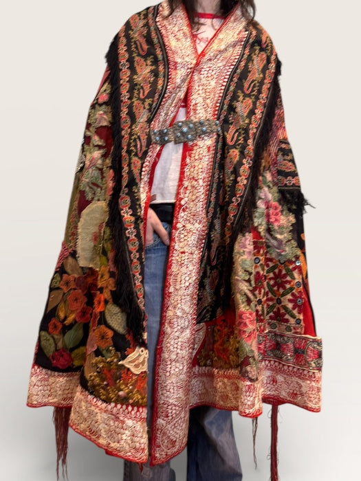 Fray, reworked Kashmiri embroidered and beaded cape