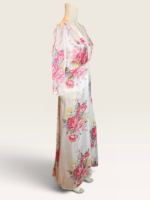Hay, 1930s silk floral robe with front buttons